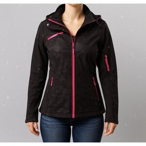 🧥 CB Sports Women's Zip Hooded Long Sleeve Jacket – Black/Gray/Pink – Size S